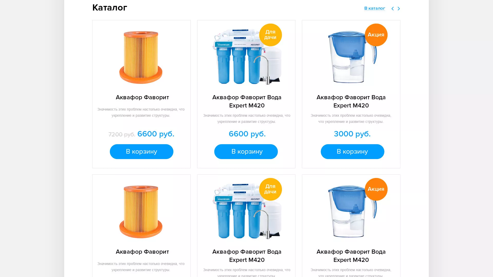 Создание интернет-магазина «Водолей» по продаже фильтров очистных сооружений в Ливнах